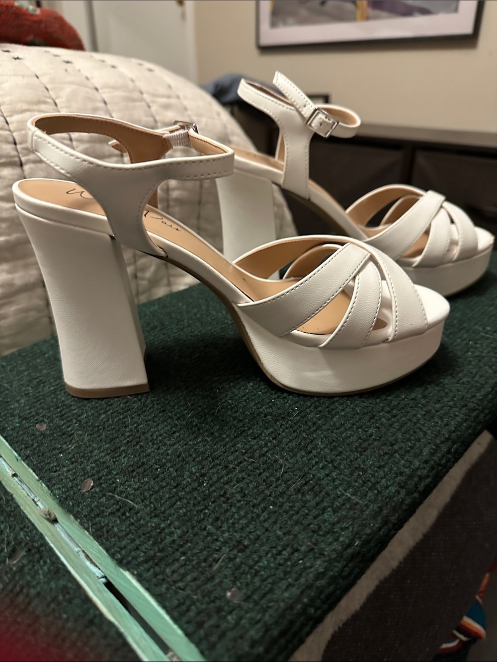 Wild Pair White Platform Block Heel Sandals